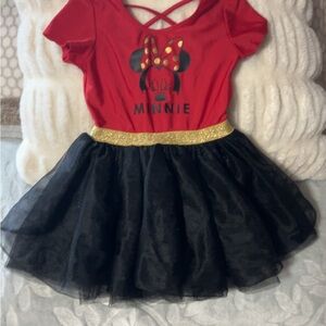 Disney Minnie Mouse Red and Black Costume with Gold Accents